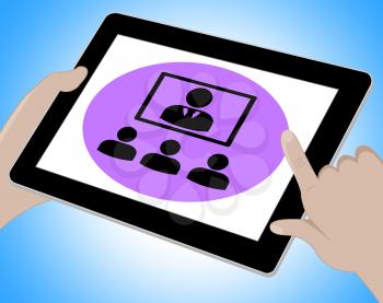 Online Conference Tablet Showing Internet Forum 3d Illustration