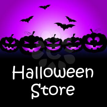 Halloween Store Indicating Buy It And Horror