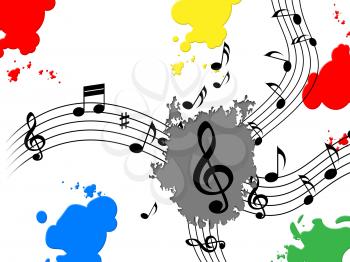 Notes Paint Representing Sound Track And Colour