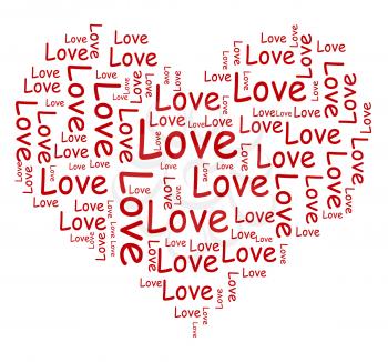 Love Heart Words Showing Passion And Desire