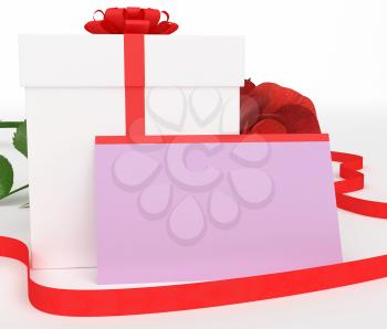 Gift Card Indicating Celebration Giftbox And Romance