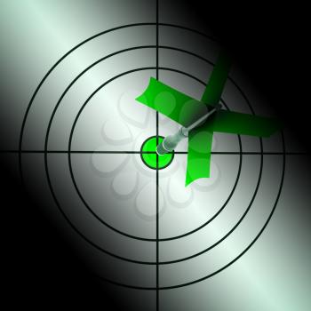 Arrow Aiming On Dartboard Showing Targeting Perfection And Focusing Efficiency