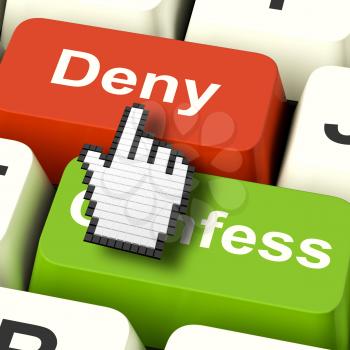 Denial Deny Keys Showing Guilt Or Denying Guilt Online