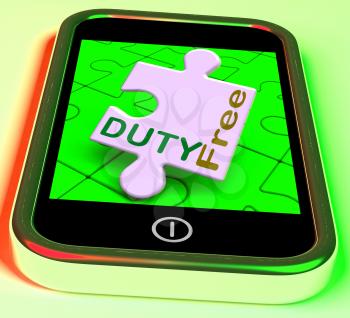 Duty Free On Smartphone Showing Tax Free Purchasing