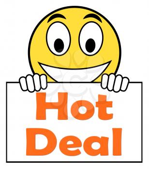 Hot Deal On Sign Showing Bargains Sale And Save