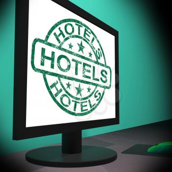 Hotels Monitor Showing Motels Hotel And Room