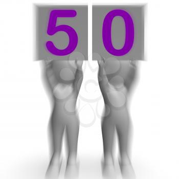 Fifty Placards Meaning Anniversary Celebration Or Birthday