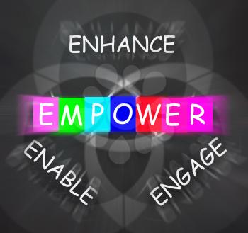 Encouragement Words Displaying Empower Enhance Engage and Enable