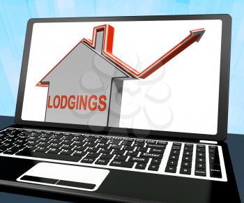 Lodgings House Laptop Showing Accommodation Or Residency Vacancy