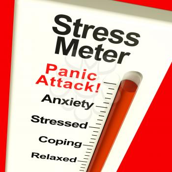 Stress Meter Showing  Panic Attack From Stress And Worry