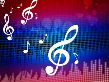 Treble Clef Background Showing Digital Audio Notes
