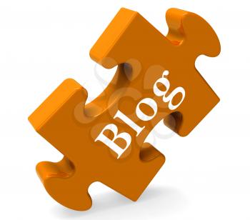 Blog On Puzzle Showing Blogging Or Weblog Websites