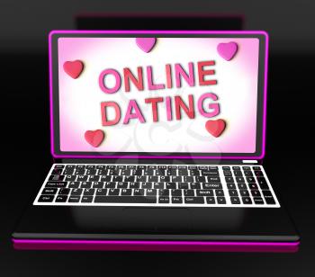 Online Dating Message On Laptop Showing Romancing And Web Love