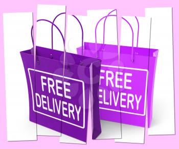 Free Delivery Signs on Shopping Bags Showing No Charge To Deliver