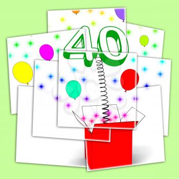 Number Forty Surprise Box Displaying Unexpected Celebration Or Party