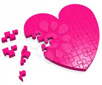 Unfinished Heart Puzzle Showing Love, Romance And Affection