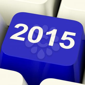 2015 Key On Keyboard Representing Year Two Thousand Fifteen