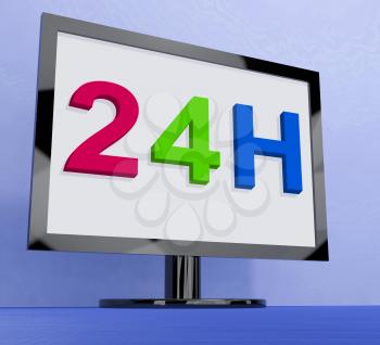 24h On Monitor Showing All Day Service Online