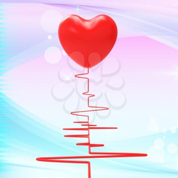 Heart Pulse Indicating Valentines Day And Health