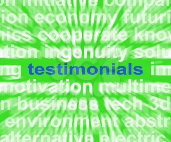 Testimonials Word Showing Supporting And Recommending Product Or Service