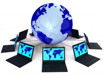 Network Computer Indicating World Globalise And Globe
