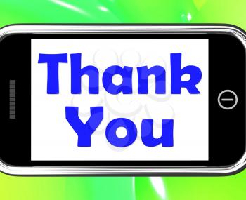 Thank You On Phone Showing Gratitude Texts And Appreciation