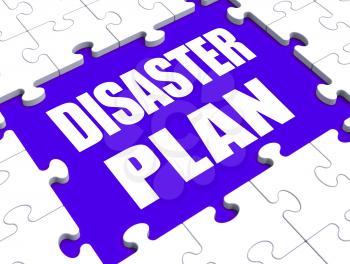 Disaster Plan Puzzle Showing Danger Emergency Crisis Protection