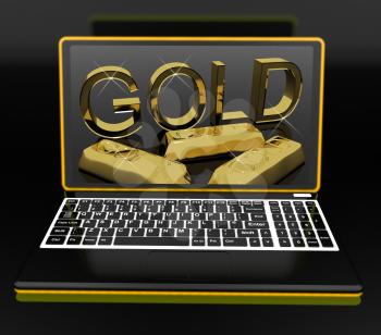 Gold On Laptop Showing Treasury And Fortune
