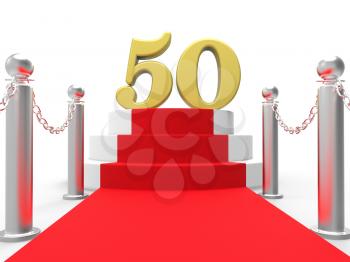 Golden Fifty On Red Carpet Showing Fiftieth Cinema Anniversary Or Remembrance