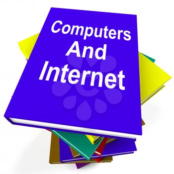 Computers And Internet Book Stack Showing Web Research