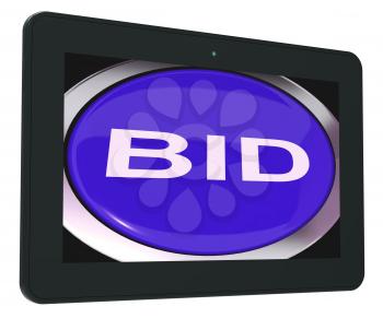 Bid Tablet Showing Online Auction Or Bidding