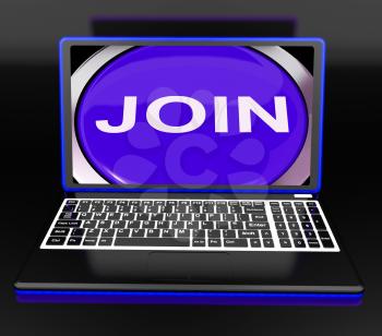 Join On Laptop Showing Registered Membership Or Volunteer Online