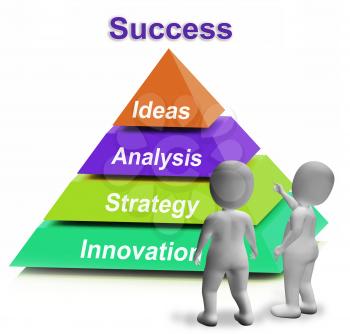Success Pyramid Showing Accomplishment Progress Or Successful
