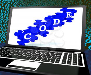 Code On Laptop Shows System Codification And Encoding