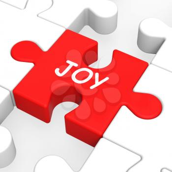 Joy Puzzle Showing Cheerful Fun Happy And Enjoy