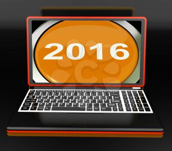 Two Thousand And Sixteen On Laptop Showing New Year 2016