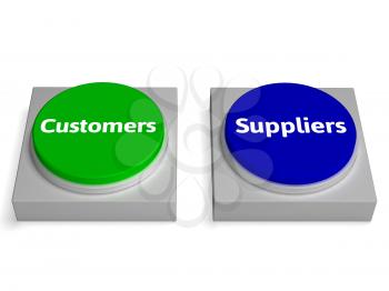 Customers Suppliers Buttons Showing Consumers Or Supplying
