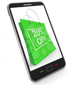 Shopping Bag Showing Sale Discount Twenty Percent Off 20