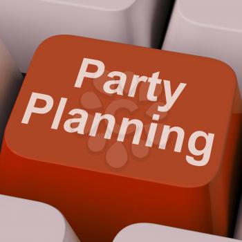 Party Planning Key Showing Celebration Organization Online