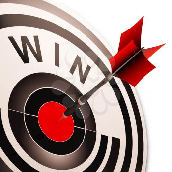 Win Target Showing Successes Winner, Progress And Victory