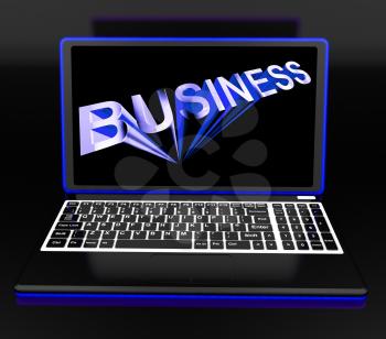 Business On Laptop Shows Online Managing And Corporate Strategy