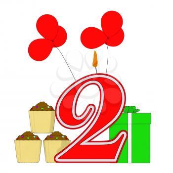 Number Two Candle Meaning Party Decoration Cupcakes And Balloons