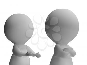 Upset Unhappy 3d Character Showing Disagreement Between Couple 