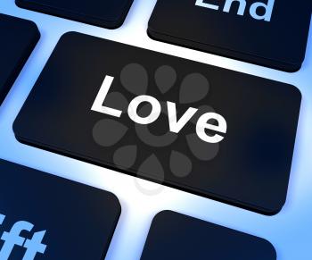 Love Computer Key Shows Loving And Romance For Valentines