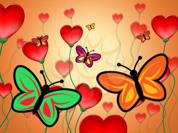Heart Butterflies Indicating In Love And Relationship