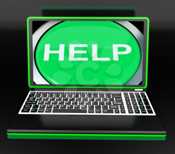 Help On Laptop Showing Helping Customer Service Helpdesk Or Support