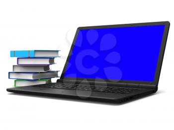 Laptop Books Representing Www Online And Connection