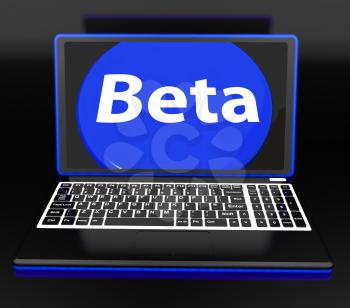 Beta On Laptop Showing Online Demo Software Or Development
