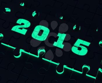 Two Thousand And Fifteen On Puzzle Showing Year 2015 Resolution