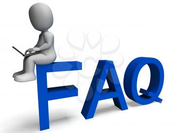 Faq 3d character Showing Frequently Asked Questions